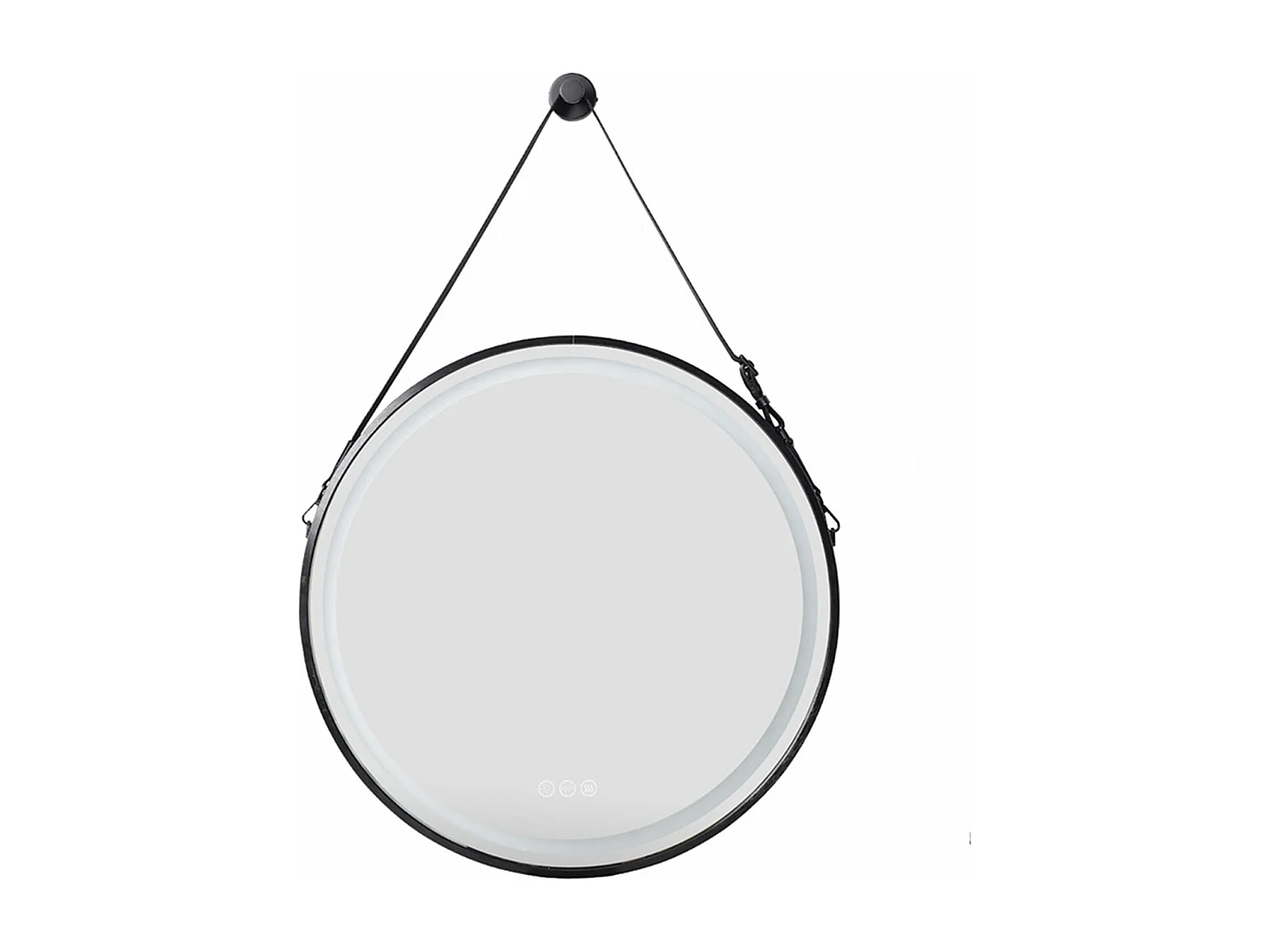 Miroir salle de bain led rond 80cm noir avec 3 couleurs réglables antibuée 80x80cm