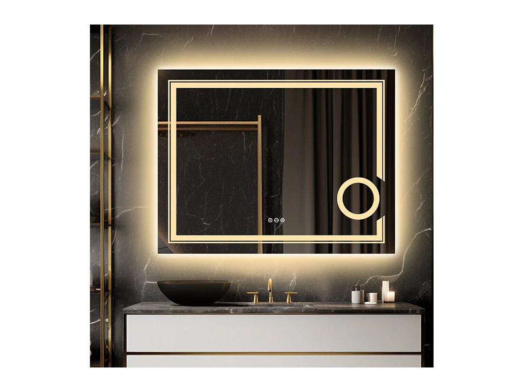 LED Badezimmerspiegel, beleuchteter Antibeschlag-Vergrößerungswandspiegel, 90x70cm
