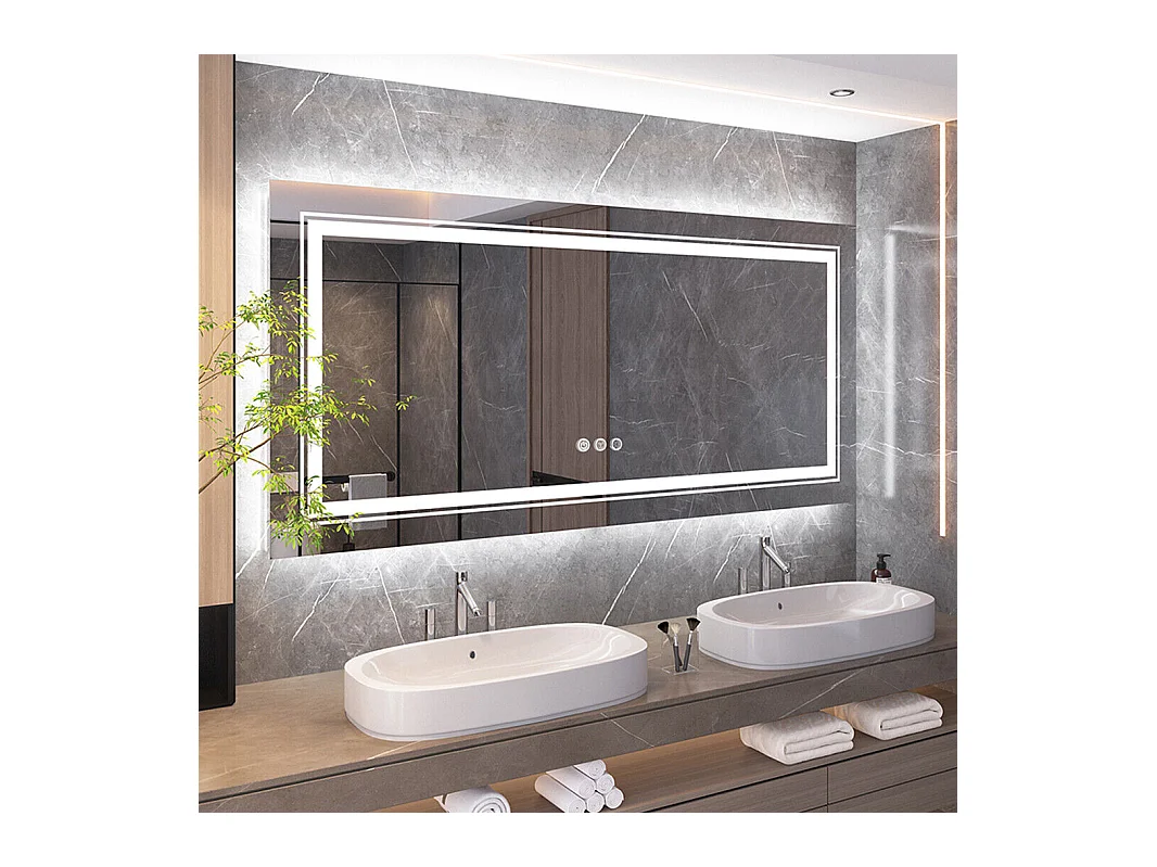 LED Badezimmerspiegel 120x80cm rechteckiger Wandspiegel Antibeschlaglicht 120x80cm