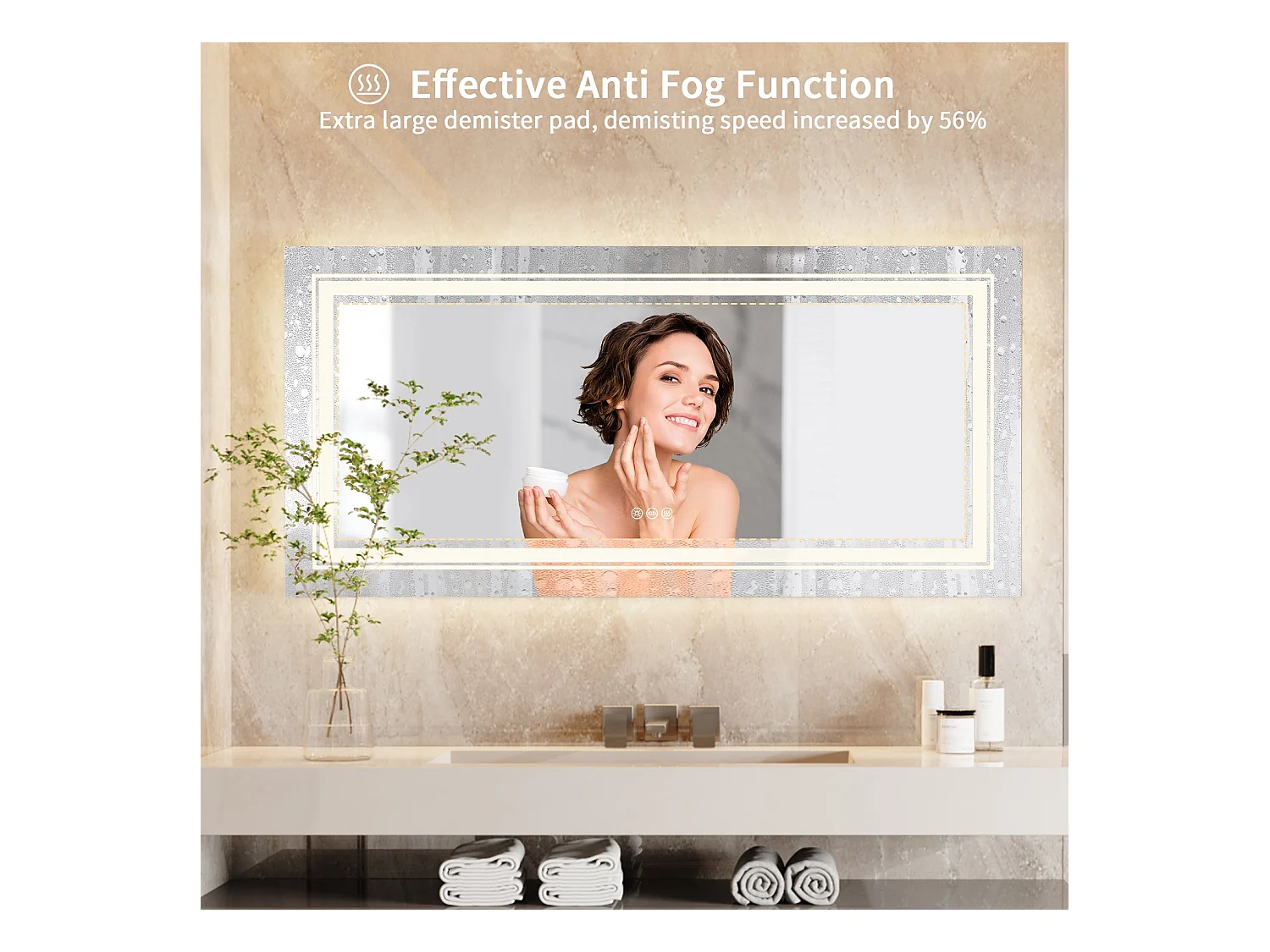 LED Badezimmerspiegel 120x80cm rechteckiger Wandspiegel Antibeschlaglicht 120x80cm