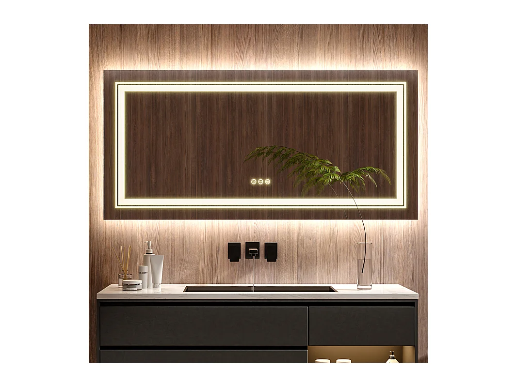 LED Badezimmerspiegel 120x80cm rechteckiger Wandspiegel Antibeschlaglicht 120x80cm