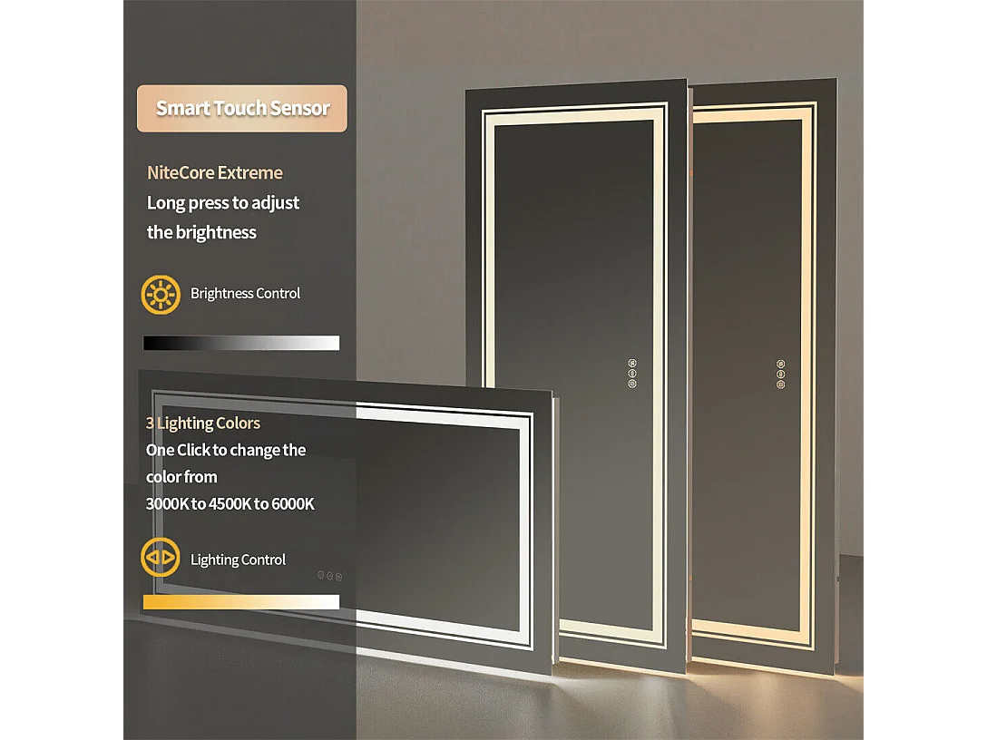 Miroir de salle de bain led 120x80cm rectangulaire miroir mural lumière anti-buée 120x80cm