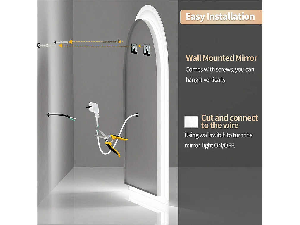 LED Badezimmerspiegel 60x90cm Spiegel mit Bluetooth dreifarbig Antibeschlag 90x60cm