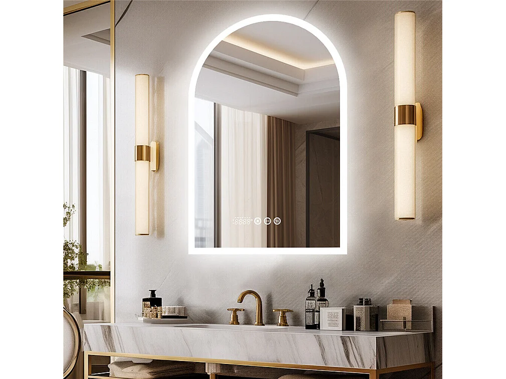 LED Badezimmerspiegel 60x90cm Spiegel mit Bluetooth dreifarbig Antibeschlag 90x60cm