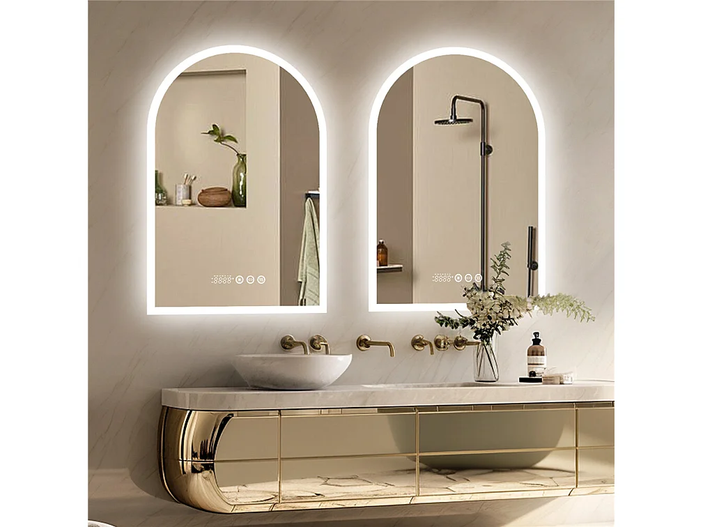 LED Badezimmerspiegel 60x90cm Spiegel mit Bluetooth dreifarbig Antibeschlag 90x60cm