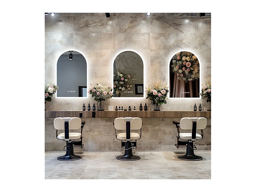 Miroir salle de bain led 60x90cm miroir avec bluetooth tricolore anti-buée 90x60cm