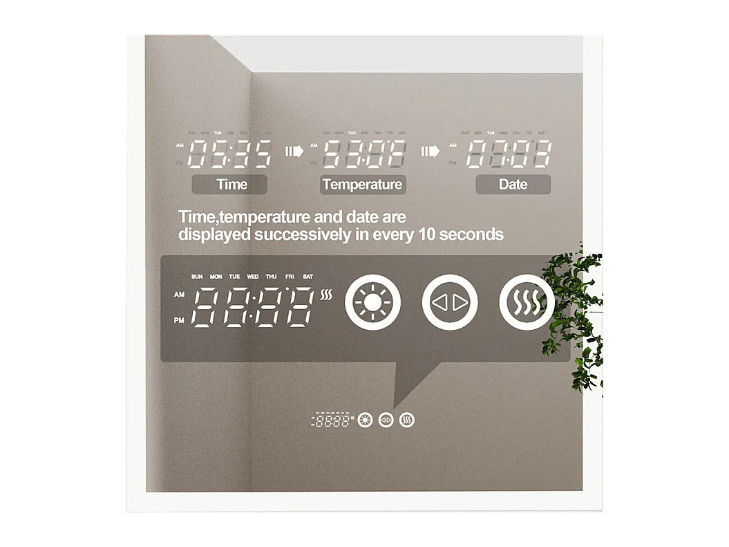 Miroir salle de bain led 60x90cm miroir avec bluetooth tricolore anti-buée 90x60cm