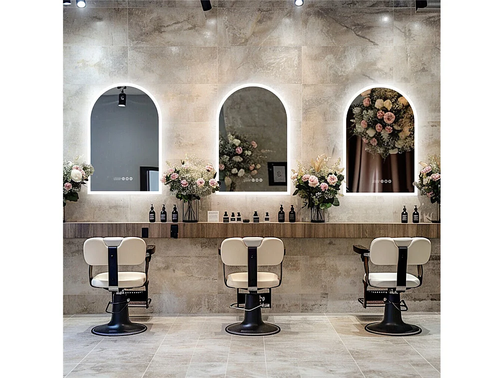 Miroir salle de bain led 60x90cm miroir avec bluetooth tricolore anti-buée 90x60cm