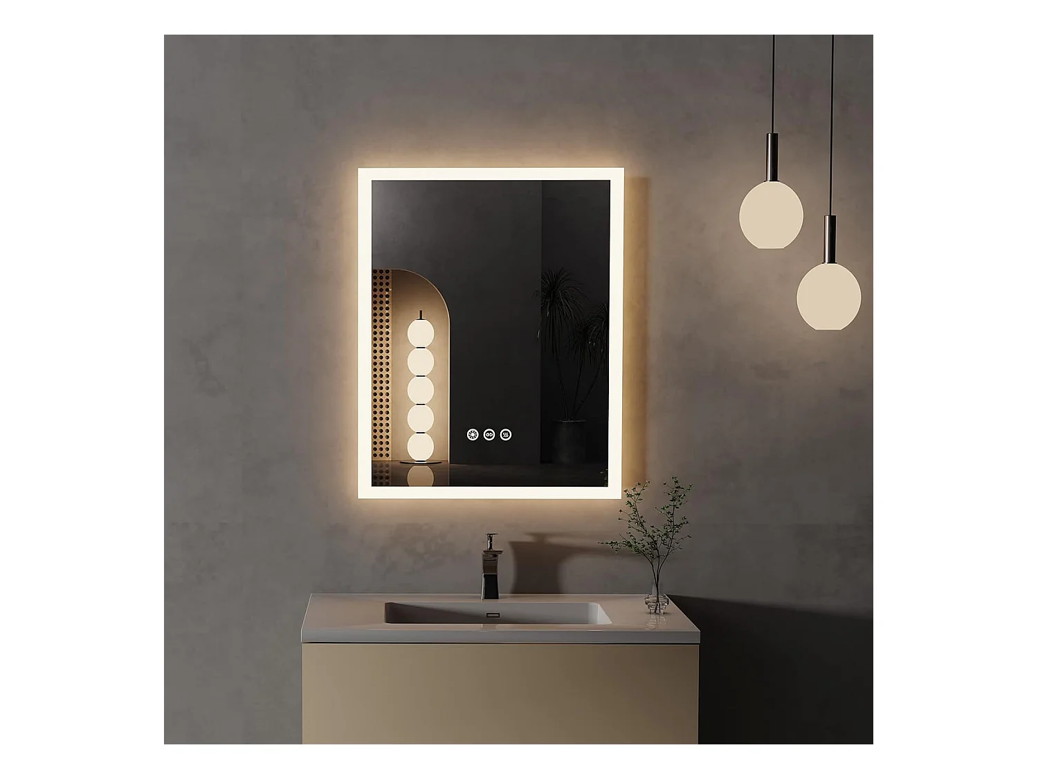 LED Badezimmerspiegel 40x50cm Wandspiegel mit Antibeschlagbeleuchtung 40x50cm