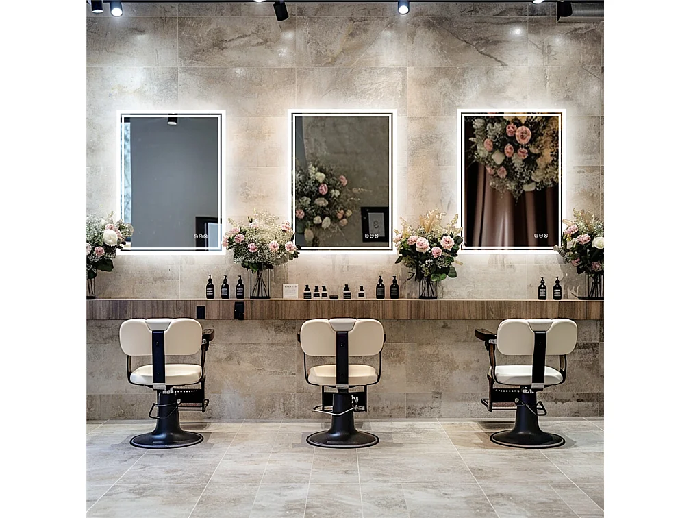 Miroir salle de bain led 80x60cm miroir mural avec éclairage anti-buée 80x60cm