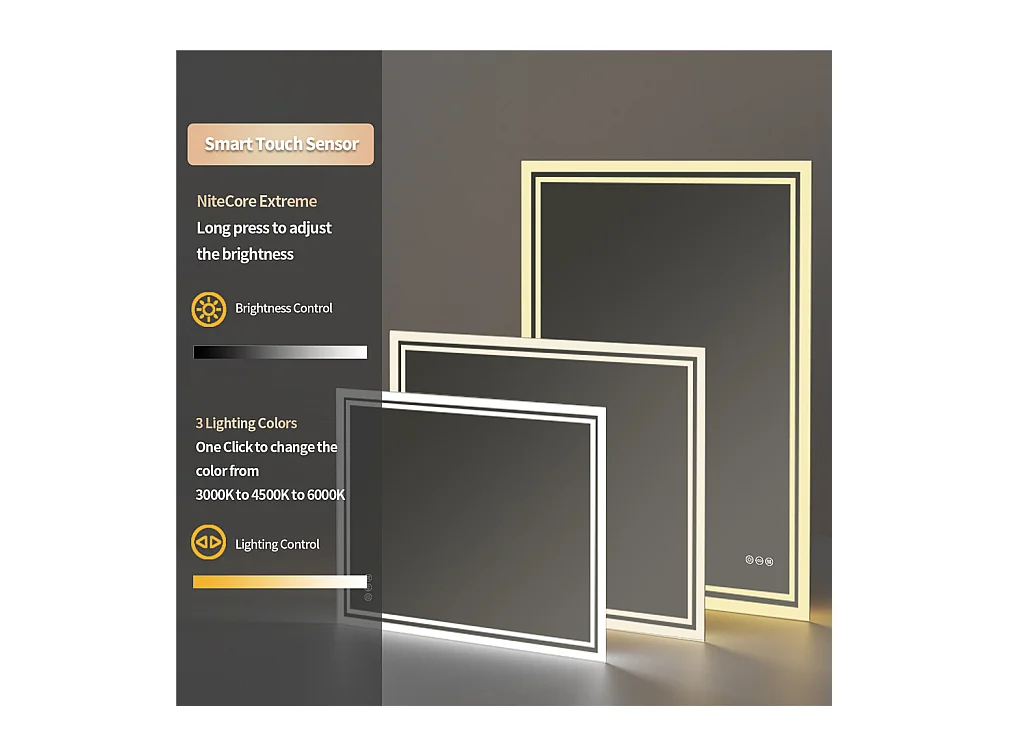 LED Badezimmerspiegel 80x60cm Wandspiegel mit Antibeschlagbeleuchtung 80x60cm