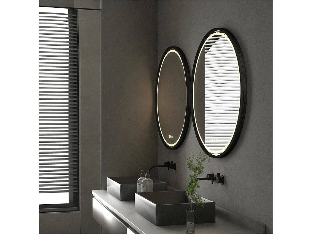 Runder LED Badezimmerspiegel 60com Wandspiegel mit Beleuchtung und 3 einstellbaren Farben Antibeschlag 60x60cm