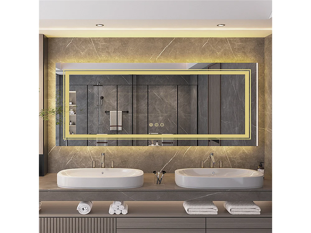 Espejo de baño LED 100x60cm espejo de pared antivaho rectangular 100x60cm