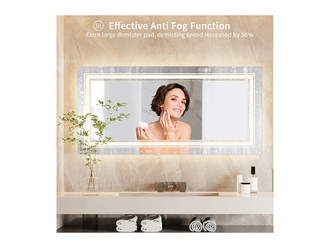 Specchio da bagno a LED 100x60cm specchio da parete rettangolare antiappannamento 100x60cm