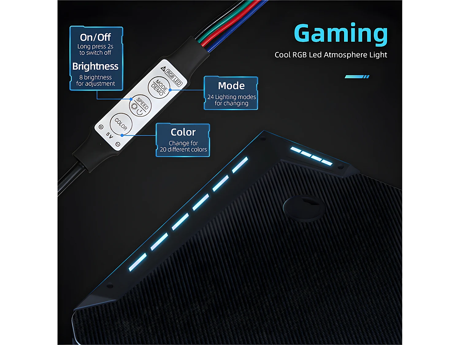 Bureau gaming led bureau gamer rgb informatique pour ordinateur avec support casque et porte gobelet 100x60x73cm