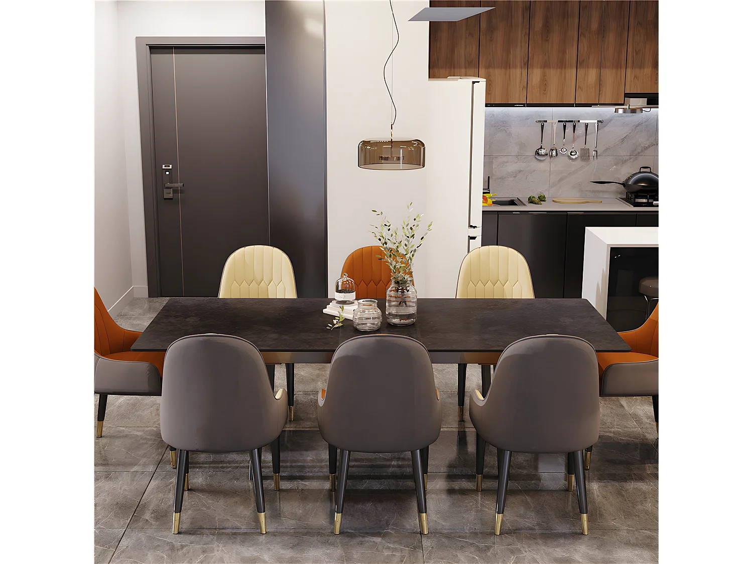 Table salle à manger extensible tables de cuisine avec rallonge 8 personnes 150x85x79cm / 180x85x79cm