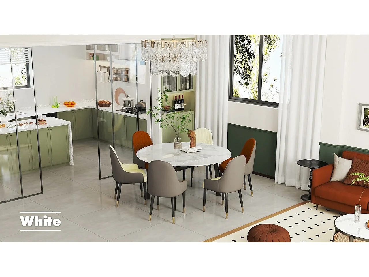 Table de cuisine extensible salle à manger ronde avec rallonge 130x130x80cm 103x80x79.5cm / 130x130x79.5cm