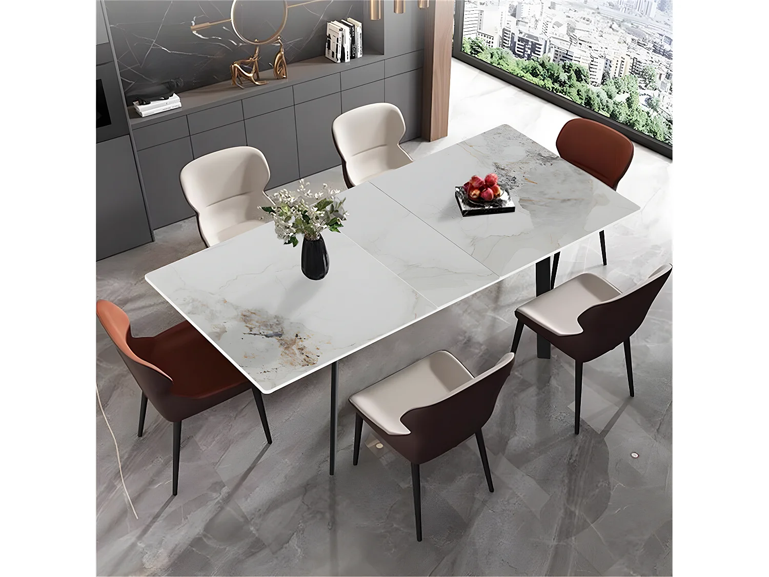 Grande table salle à manger extensible avec rallonge 8 personnes 150x85x79cm / 180x85x79cm