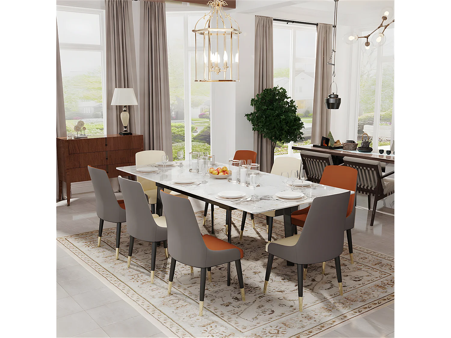 Grande table salle à manger extensible avec rallonge 8 personnes 150x85x79cm / 180x85x79cm