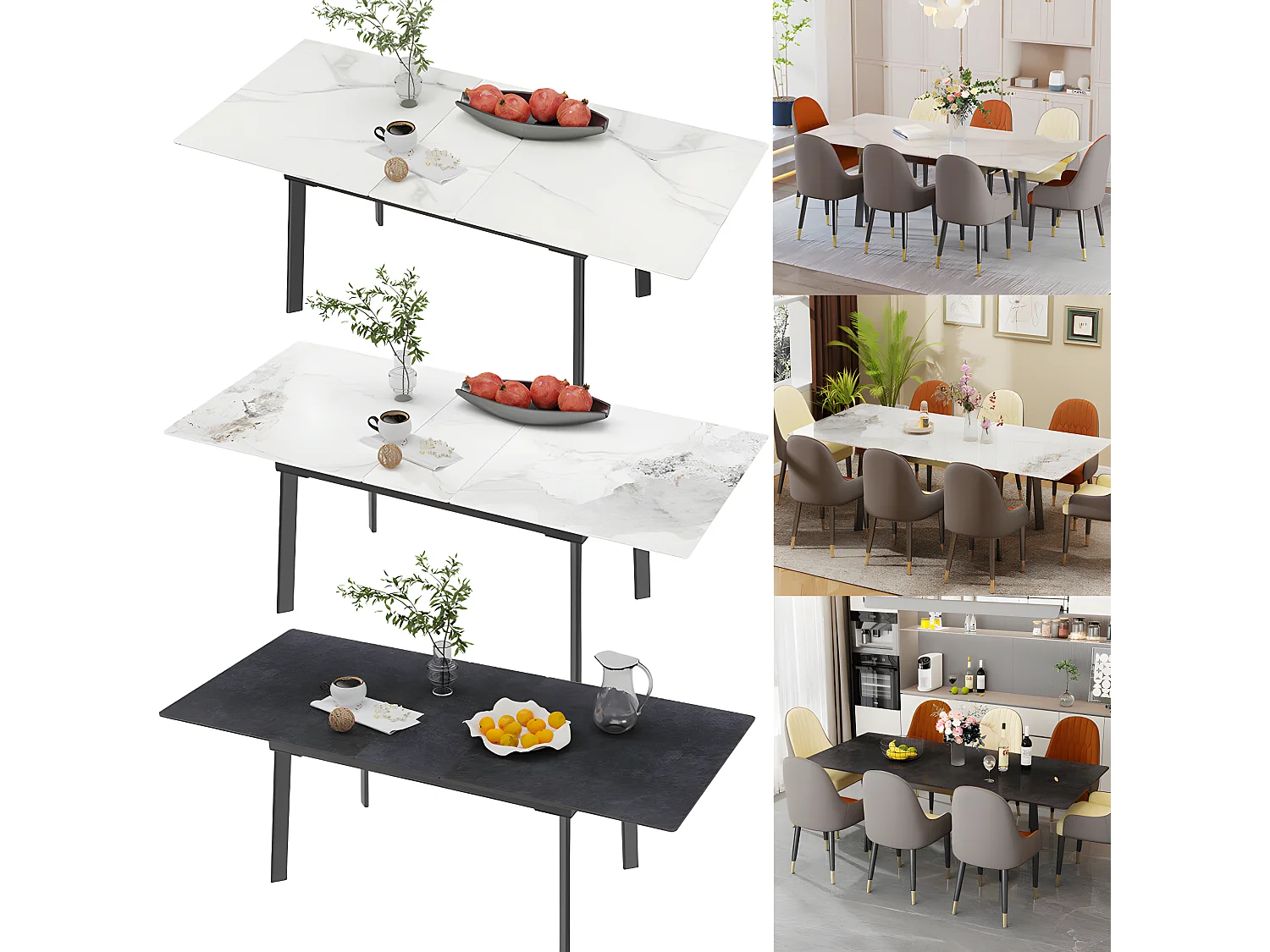 Grande table salle à manger extensible avec rallonge 8 personnes 150x85x79cm / 180x85x79cm
