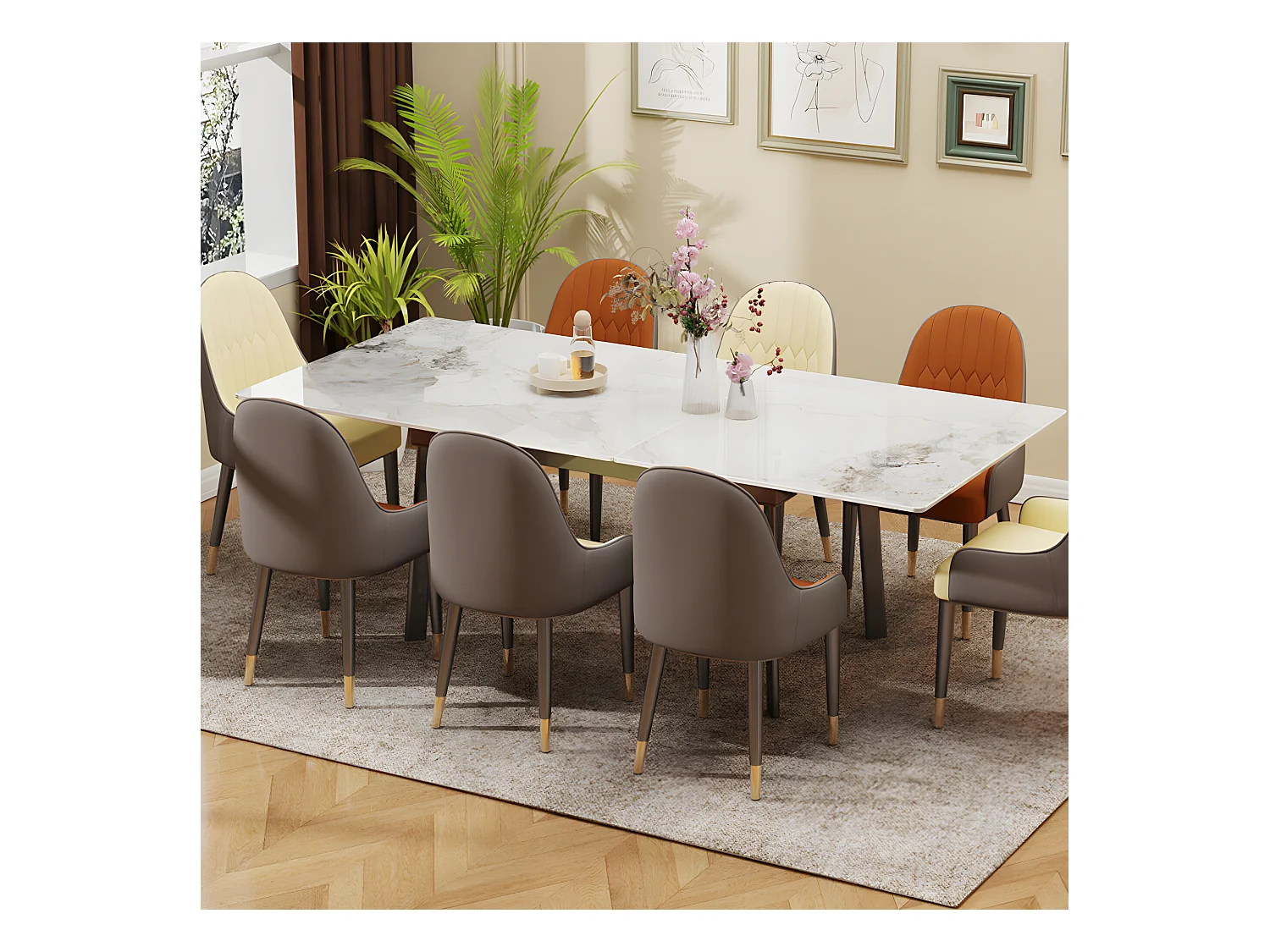 Grande table salle à manger extensible avec rallonge 8 personnes 150x85x79cm / 180x85x79cm