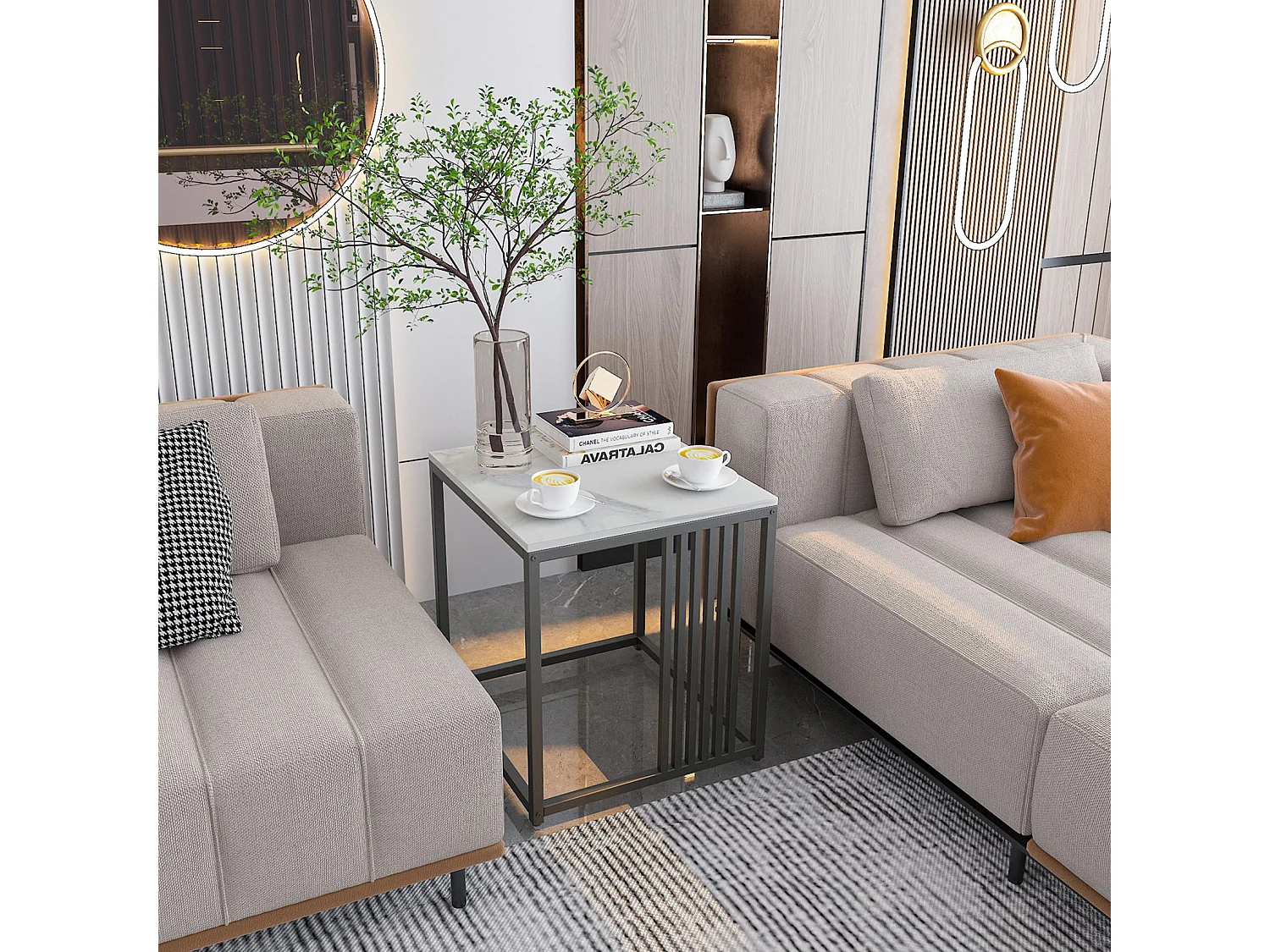 Table d'appoint solide carré en marbre moderne scandinave pour salon chambre terrasse 40x40x45cm