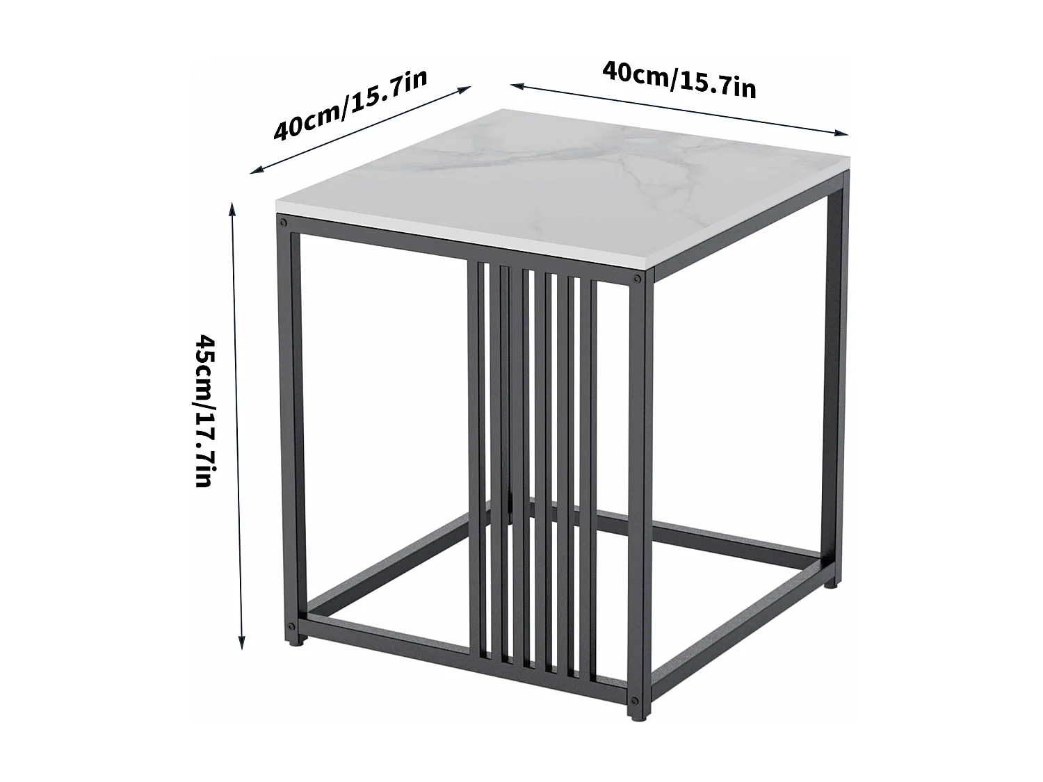 Table d'appoint solide carré en marbre moderne scandinave pour salon chambre terrasse 40x40x45cm