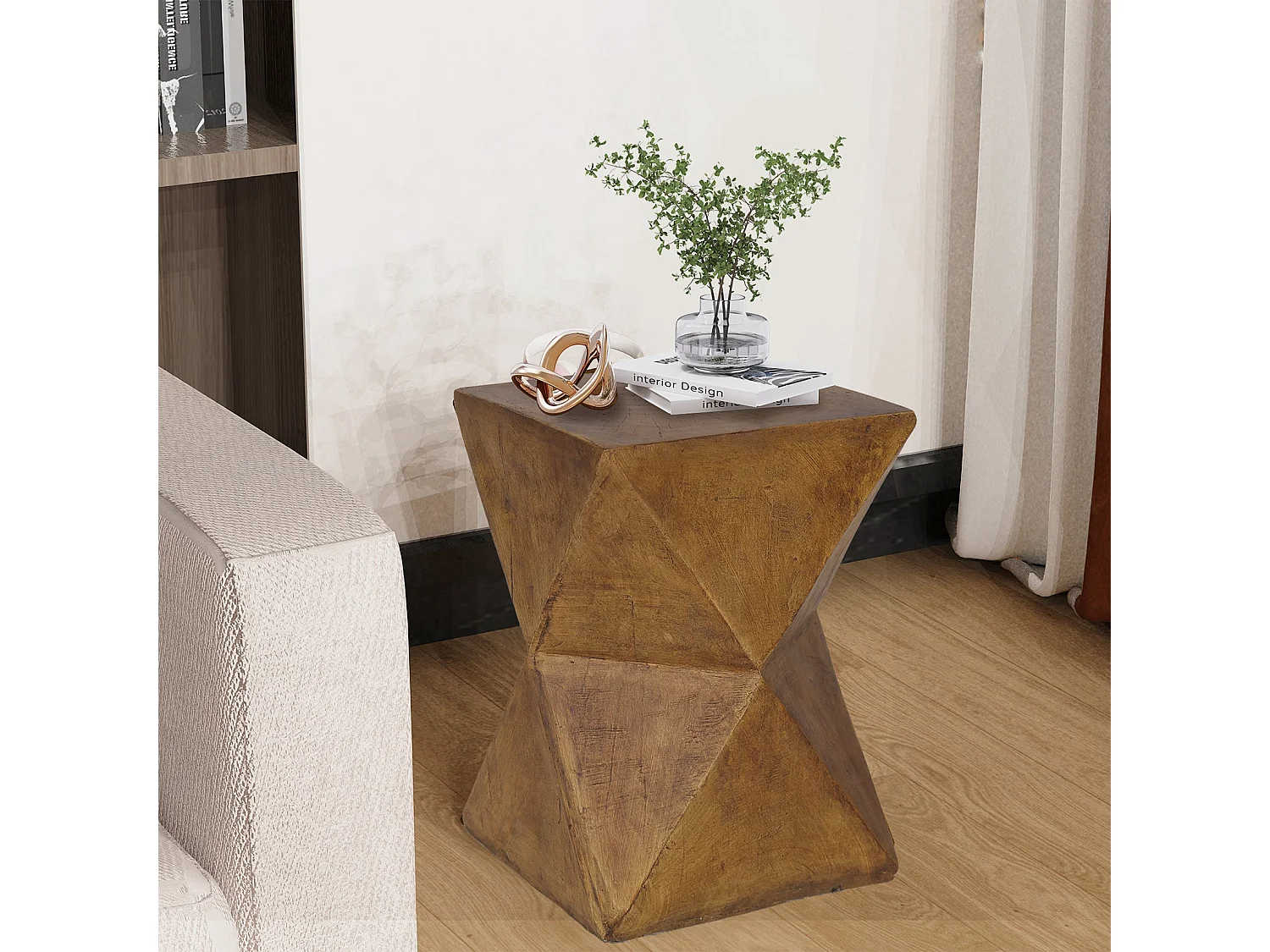 Table d'appoint carré béton léger bout de canapé design moderne pour salon balcon 31x31x45cm