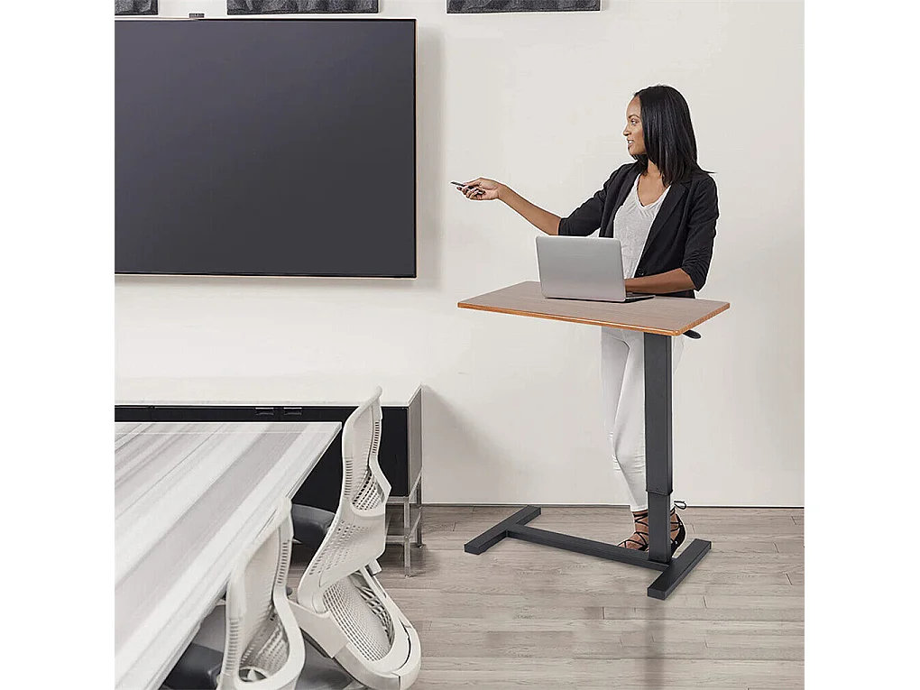 Table de lit à roulettes réglable pneumatique en hauteur de 66 à 90 cm pour lit médicalisé ordinateur portable 80x40x89.5cm