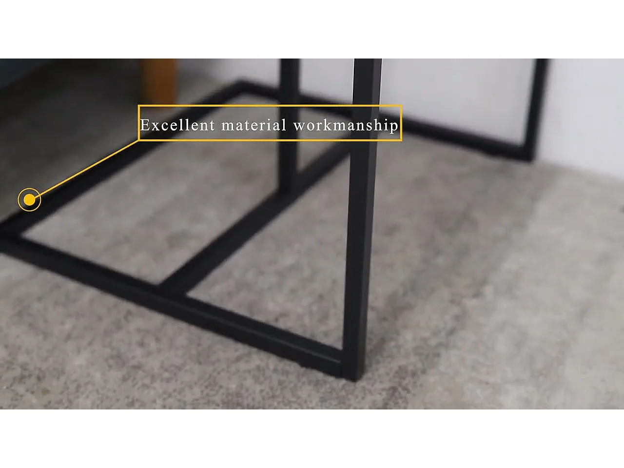 Table d’appoint marbre blanc bout de canapé en scandinave cadre en métal 45x39.5x52.5cm