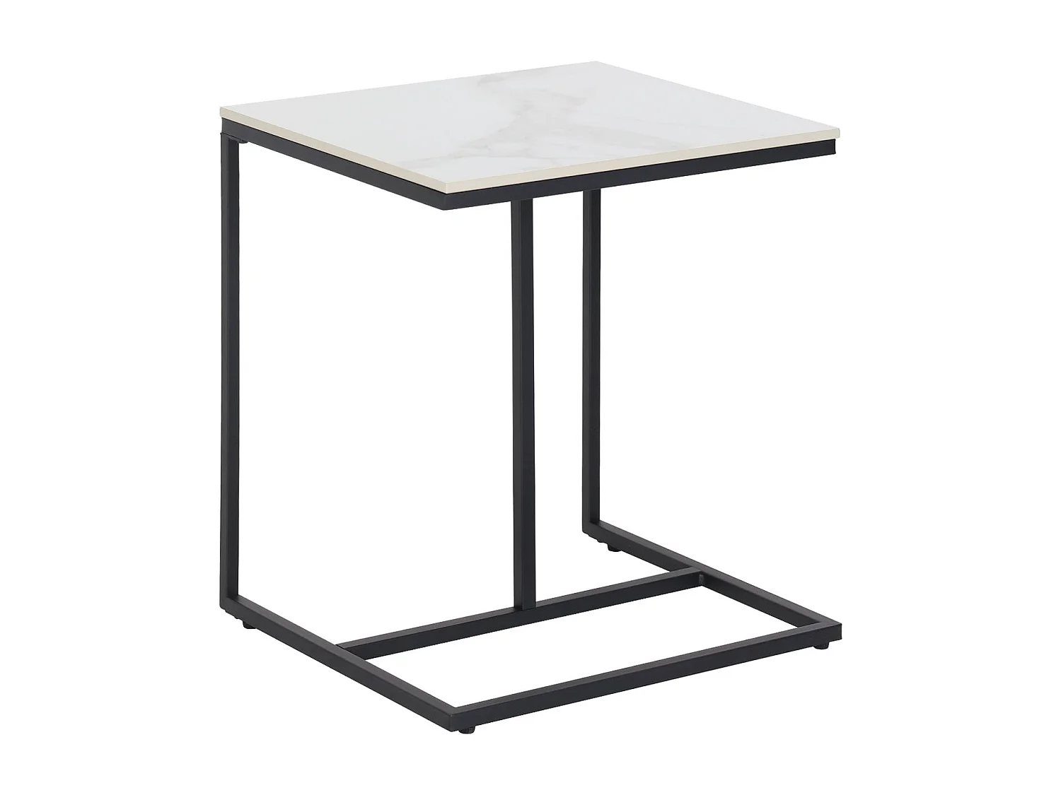 Table d’appoint marbre blanc bout de canapé en scandinave cadre en métal 45x39.5x52.5cm
