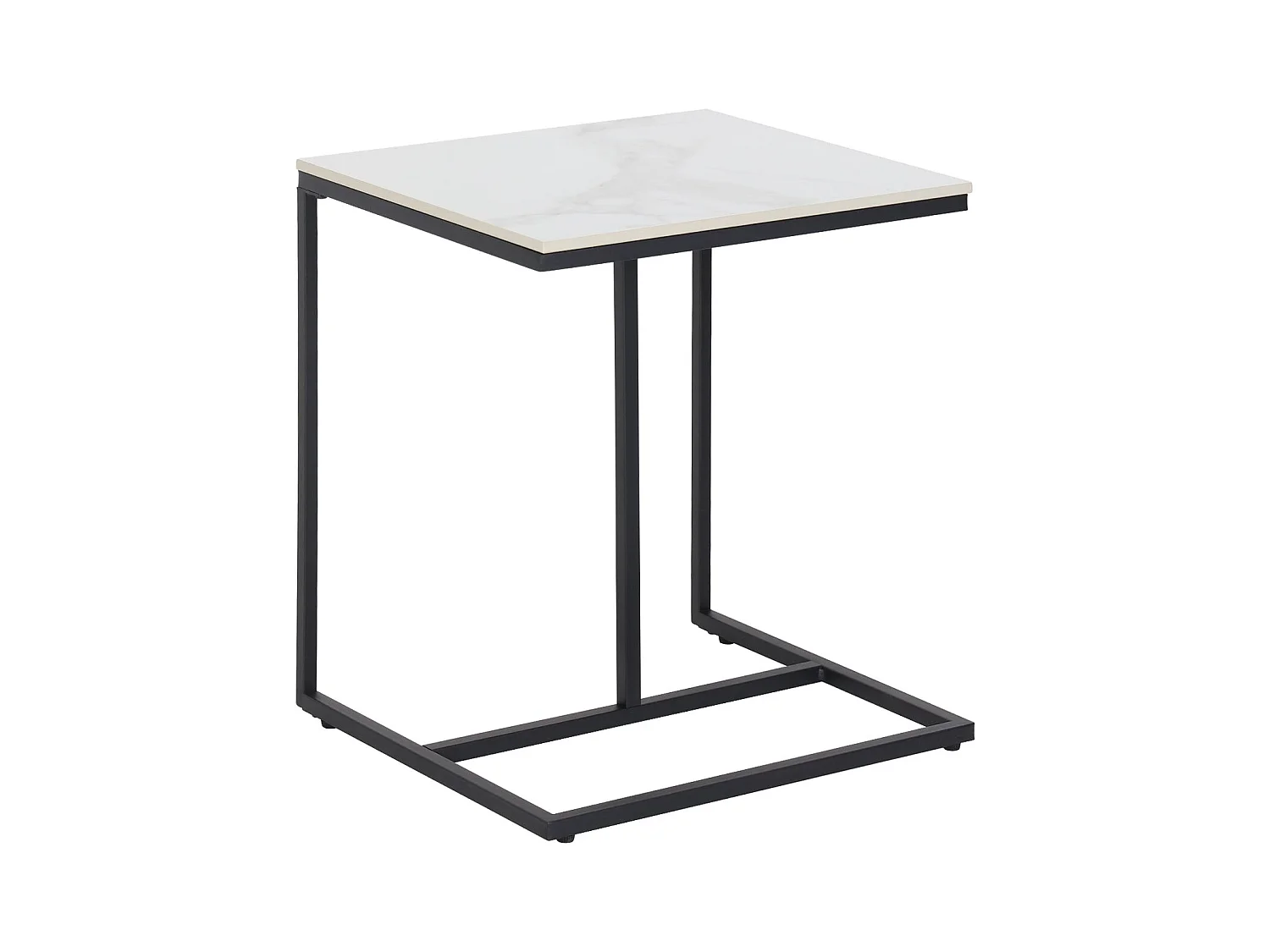 Table d’appoint marbre blanc bout de canapé en scandinave cadre en métal 45x39.5x52.5cm