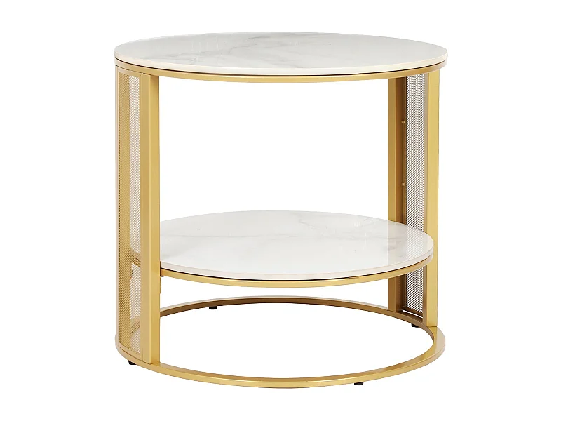 Table basse marbre rond design blanc guéridons de salon moderne et scandinave pour chambre 55x55x51cm