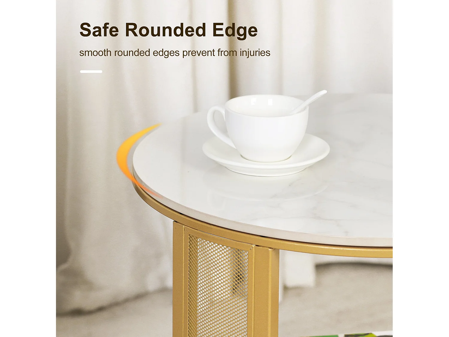 Table basse marbre rond design blanc guéridons de salon moderne et scandinave pour chambre 55x55x51cm