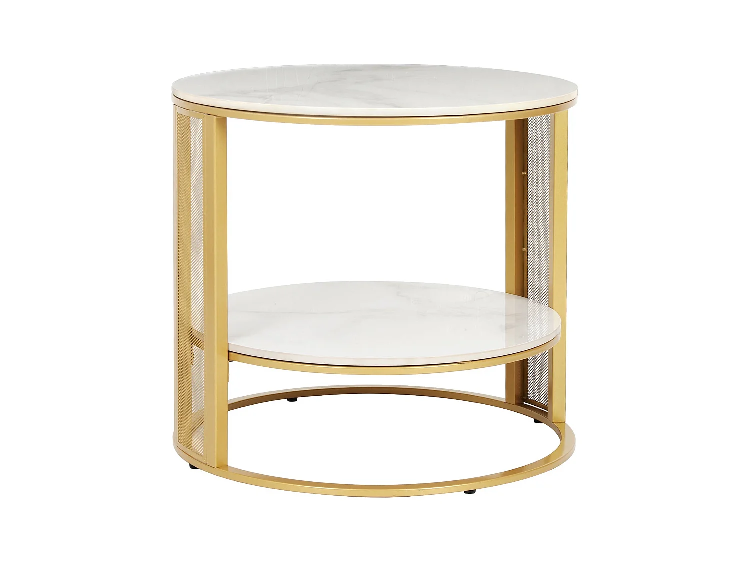 Table basse marbre rond design blanc guéridons de salon moderne et scandinave pour chambre 55x55x51cm