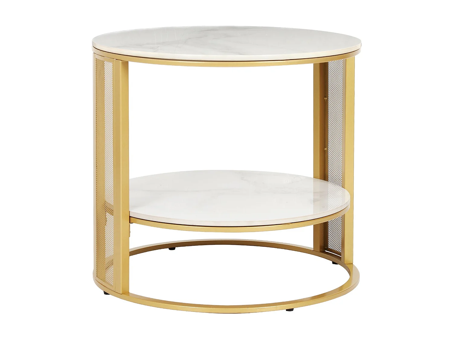 Table basse marbre rond design blanc guéridons de salon moderne et scandinave pour chambre 55x55x51cm