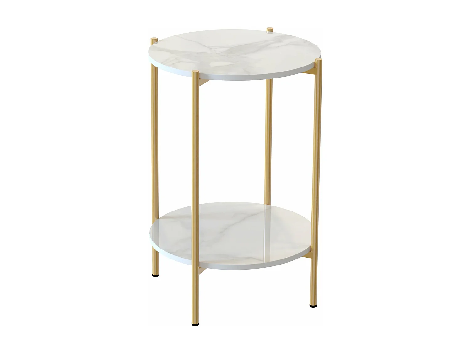 Table d'appoint marbre ronde métal design modern à 2 niveaux 40x40x56cm