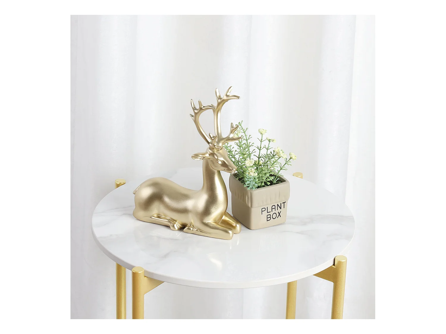 Table d'appoint marbre ronde métal design modern à 2 niveaux 40x40x56cm