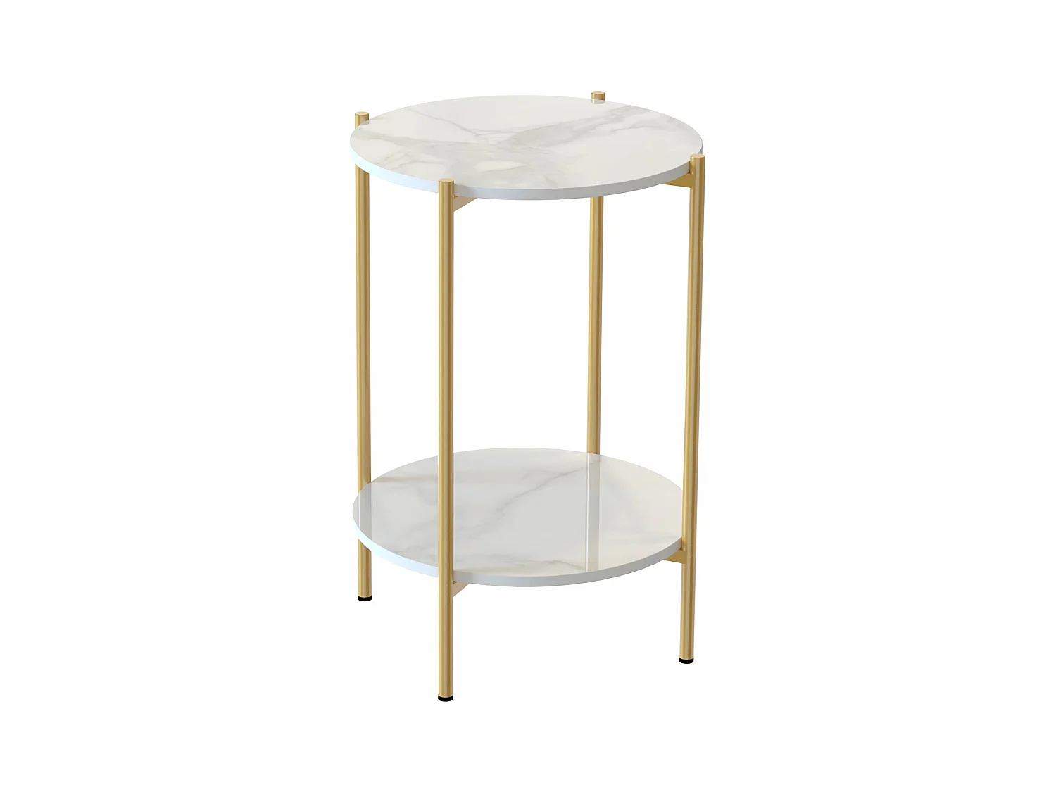 Table d'appoint marbre ronde métal design modern à 2 niveaux 40x40x56cm