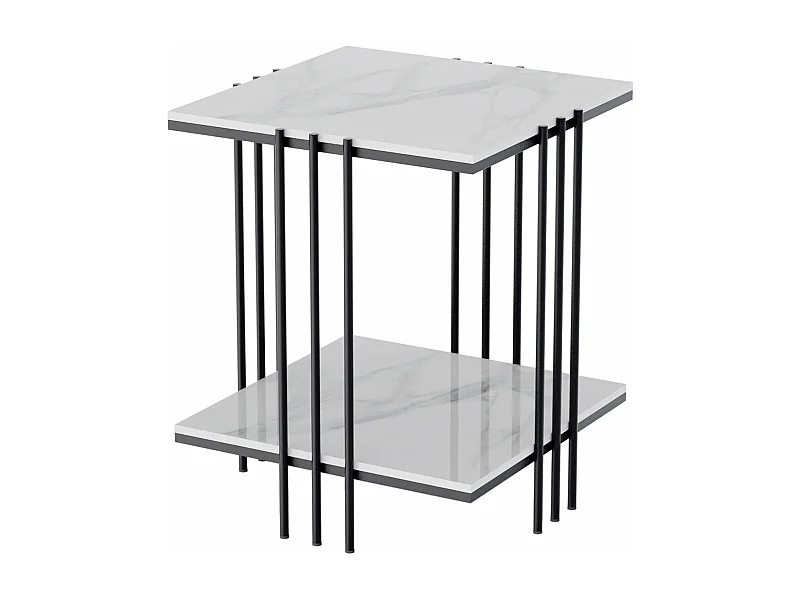 Table basse gigogne ronde marbre salon en pierre frittée lot de 2 design marbre 80x80x40cm / 45x45x50cm