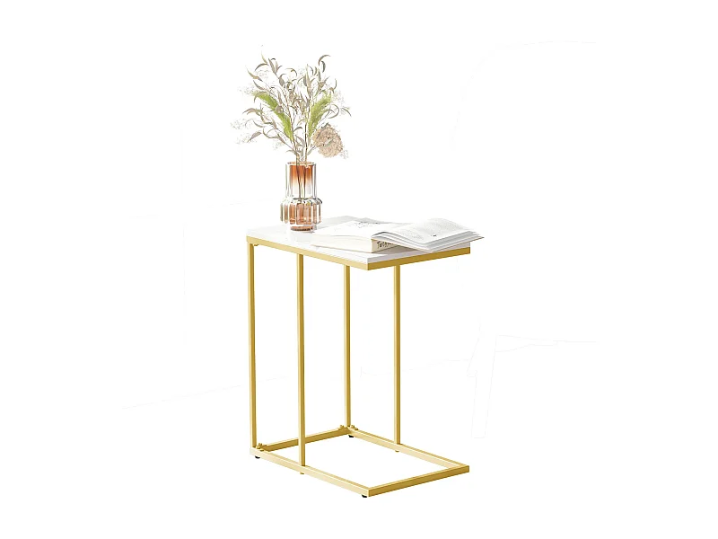 Table de canapé marbre de salon métal guéridon rectangulaire pour salon bureau chambre 45x30x55cm
