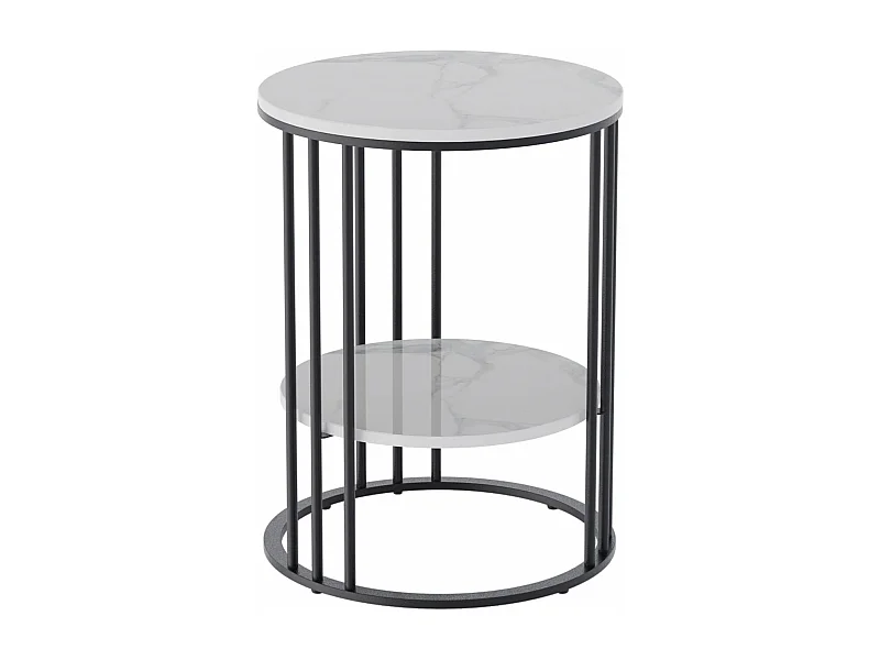 Table de chevet bout de canapé ronde en marbre pour salon chevet 40x40x54cm