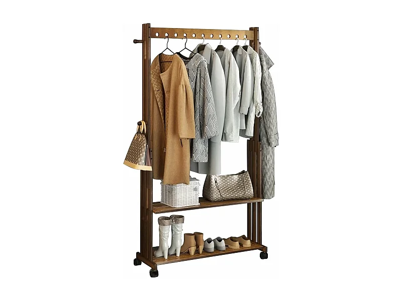 Portant à vêtement solide penderie vêtement avec étagère porte manteaux à roulettes porte vêtement pour chambre 104x32.2x166cm