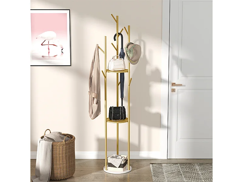 Appendiabiti con piedini in metallo per camera da letto soggiorno 32x32x172,5cm