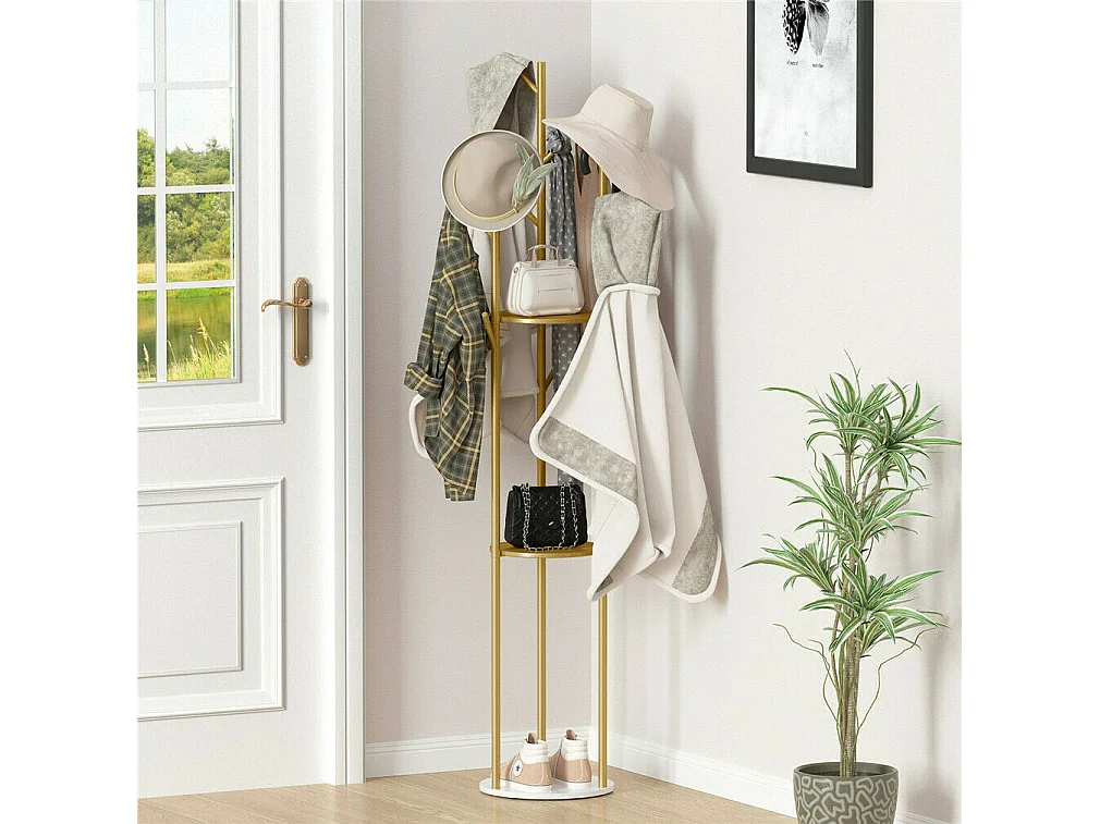 Porte manteau sur pieds portant à vêtement en métal pour chambre salon 32x32x172.5cm