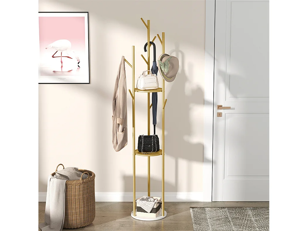 Appendiabiti con piedini in metallo per camera da letto soggiorno 32x32x172,5cm