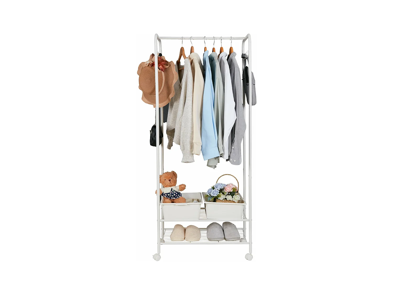 Cabide de designer com 3 prateleiras e 8 ganchos, cabideiro sólido, cabideiro para entrada, 39x39x169cm
