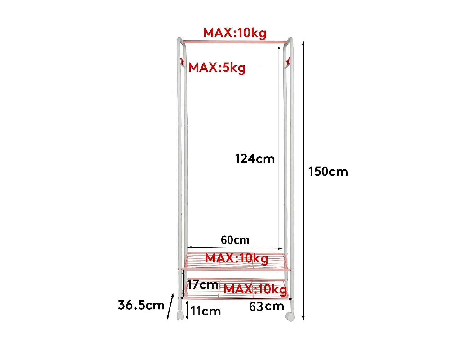 Porte manteau sur pieds design porte manteau avec 3 étagères 8 crochets porte vêtement solide portemanteaux pour entrée 39x39x169cm