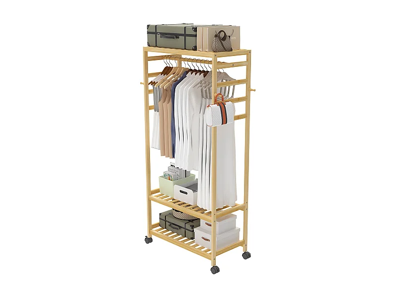 Porte vêtements sur pieds roulant armoire ouverte penderie 78x37x120cm
