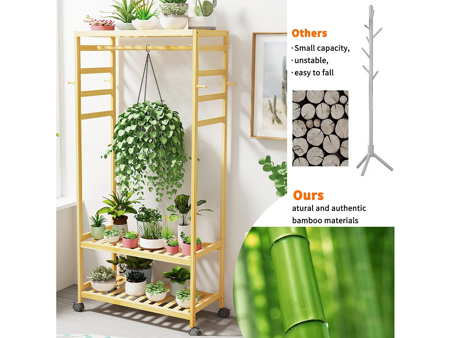 Porte vêtements sur pieds roulant armoire ouverte penderie 78x37x120cm